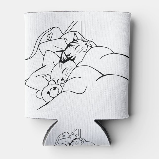 Rafraîchisseur Pour Canette Lit Sleep Chat Dream Kitten Bons amis (Devant)