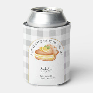 Rafraîchisseur Pour Canette Little Cutie Pie Grey En vichy Plaid Baby shower