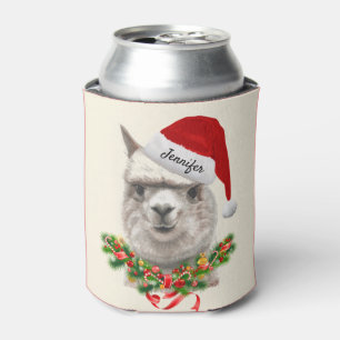 Rafraîchisseur Pour Canette Llama Funny Noël Stocker Stuffer Santa Hat