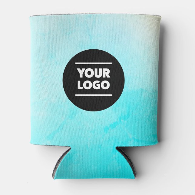 Rafraîchisseur Pour Canette Logo Customisé bleu océan (Devant)