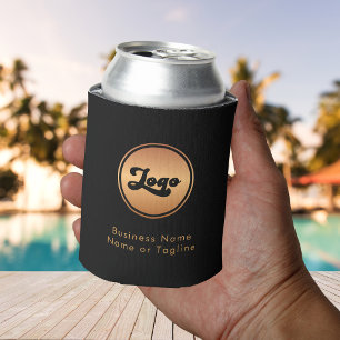 Rafraîchisseur Pour Canette Logo Or & Texte Personnalisé Entreprise Marque