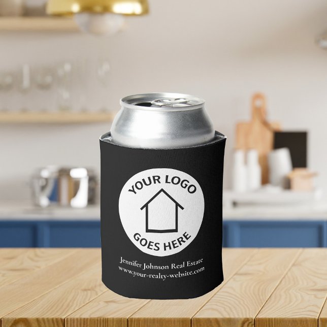 Rafraîchisseur Pour Canette Logo personnalisé de la société immobilière Noir B (Créateur téléchargé)
