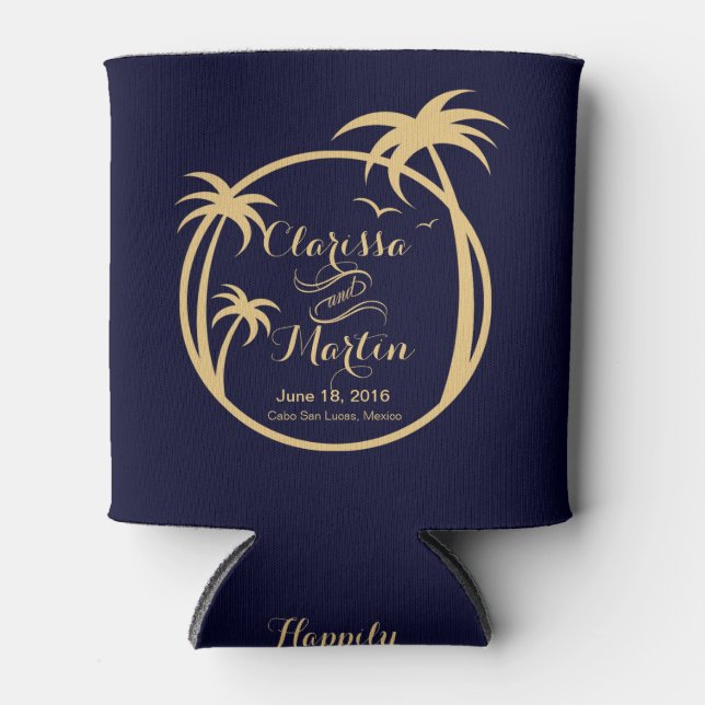 Rafraîchisseur Pour Canette Logo tropical de Palm Beach | sable marine (Devant)