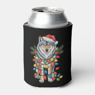 Rafraîchisseur Pour Canette Loup de Noël Chapeau de Père Noël Lumières de Noël