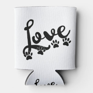 Rafraîchisseur Pour Canette Love Typographie Avec Empreintes de pattes de chie