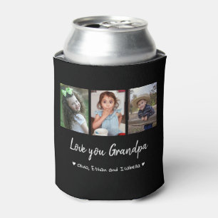 Rafraîchisseur Pour Canette Love You Grandpa 3 Photo Collage noir