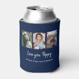 Rafraîchisseur Pour Canette Love You Poppy 3 Photo Collage Bleu