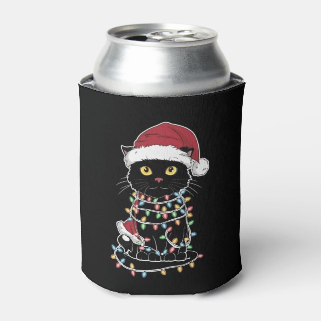 Rafraîchisseur Pour Canette Lumières de Noël pour amateur de chats drôles (Can devant)
