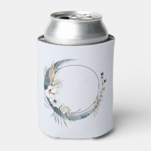 Rafraîchisseur Pour Canette Lune de croissant bleu avec fleurs blanches