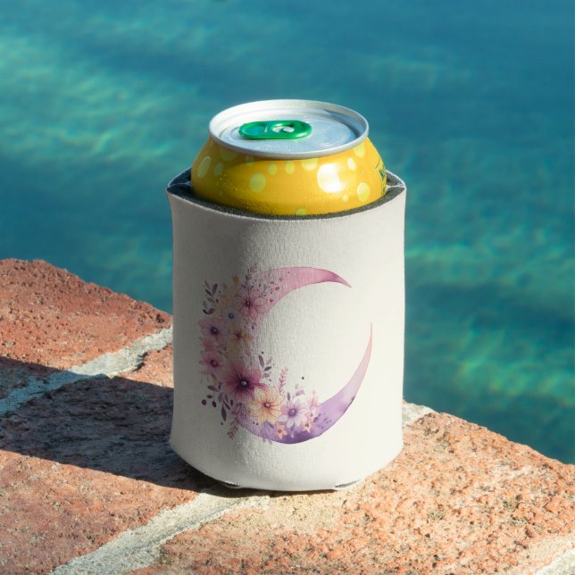 Rafraîchisseur Pour Canette Lune rose Croissant avec de jolies fleurs (Piscine in situ)