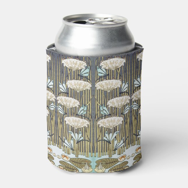 Rafraîchisseur Pour Canette Lys d'eau, libellules, Marais Art Nouveau (Can devant)