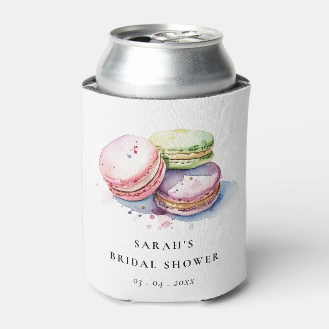 Rafraîchisseur Pour Canette Macarons français à l'aquarelle Pâtisserie Enterre (Can devant)