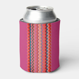 Rafraîchisseur Pour Canette Magenta Coral Saumon Orange Blue Wavy Zigzag