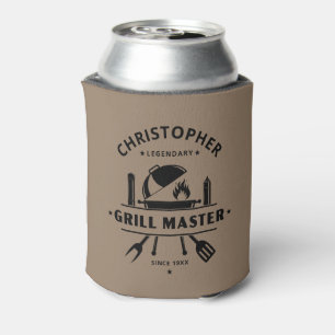 Rafraîchisseur Pour Canette Maître de Gril Légendaire Badge BBQ Nom Personnali