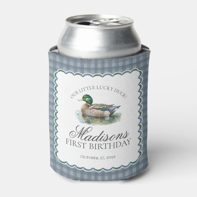Rafraîchisseur Pour Canette Mallard Duck Hunting Gingham Boy Birthday Favor (Can devant)