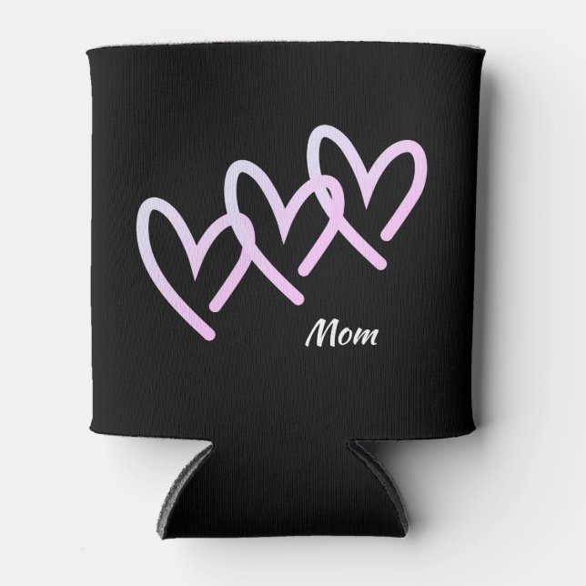 Rafraîchisseur Pour Canette Maman Triple Coeur Noir (Devant)