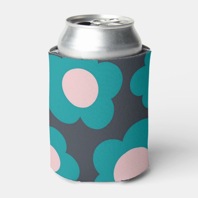 Rafraîchisseur Pour Canette Manche Fleur Tropicale Rose Bleu Élégant (Can devant)