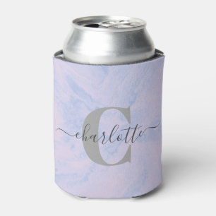 Rafraîchisseur Pour Canette Marbre Lilas Lavande Élégant Monogramme Nom Person