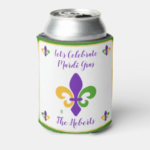 Rafraîchisseur Pour Canette Mardi Gras NOM Vert Or Violet Fleur de Lis