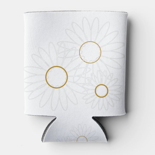 Rafraîchisseur Pour Canette Marguerites blanches et dorées (Devant)