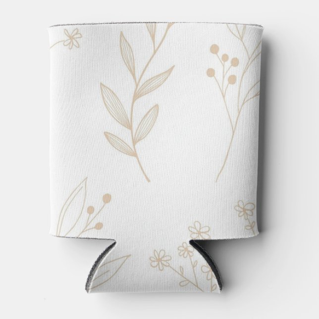 Rafraîchisseur Pour Canette Mariage Boho Floral Beige (Devant)