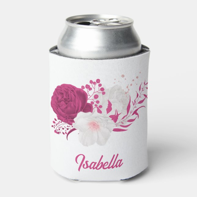 Rafraîchisseur Pour Canette mariage botanique de fleurs fuchsia (Can devant)