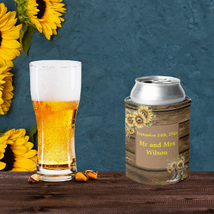 Rafraîchisseur Pour Canette Mariage campagnard vintage de tournesols rustiques