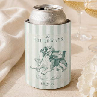 Rafraîchisseur Pour Canette Mariage Champagne Bouteille Beagle Rayure Vert Sau