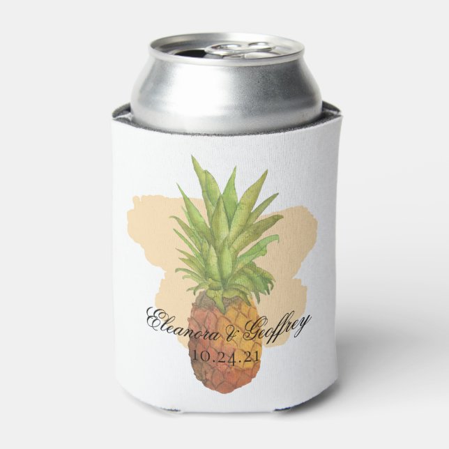 Rafraîchisseur Pour Canette Mariage côtier de l'ananas tropical d'été (Can devant)