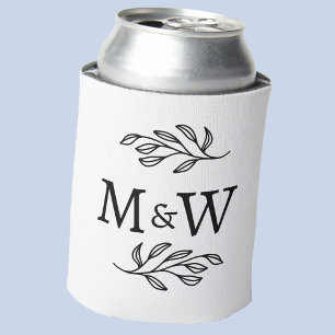 Rafraîchisseur Pour Canette Mariage Couple Monogramme Élégant Botanique