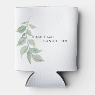Rafraîchisseur Pour Canette Mariage de noms de tiges de feuillage simple blanc