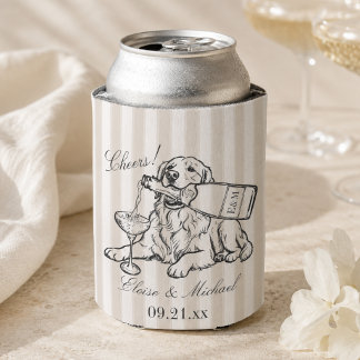 Rafraîchisseur Pour Canette Mariage de Rêve au Rayé Classique avec Retriever d