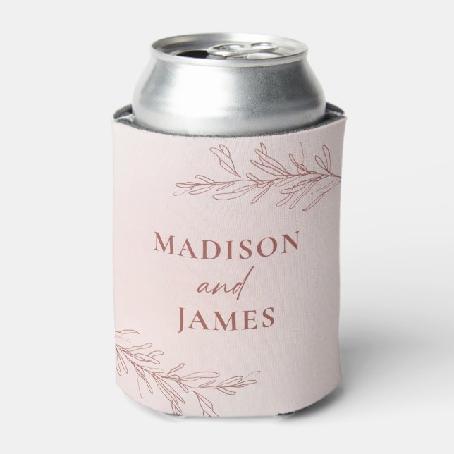 Rafraîchisseur Pour Canette Mariage Élégant Boho Pink à feuilles minimes (Can devant)