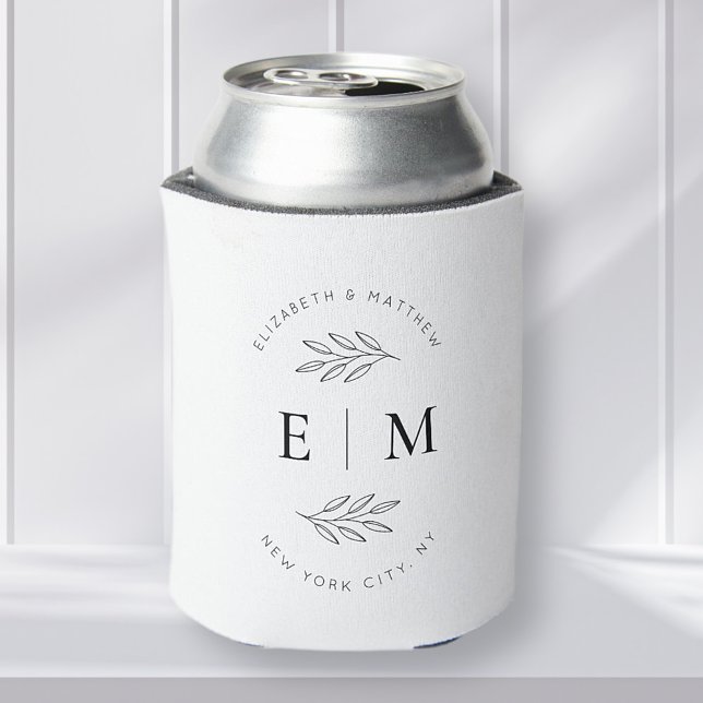 Rafraîchisseur Pour Canette Mariage Élégant Chic Moderne Simple Chic Monogramm (Créateur téléchargé)