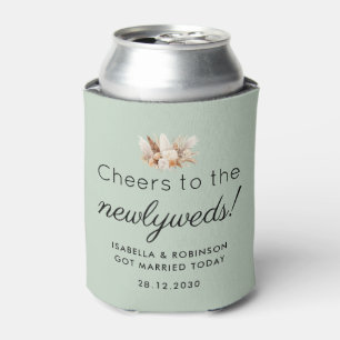 Rafraîchisseur Pour Canette Mariage Favor Cheers to Newlyweds Sage Green