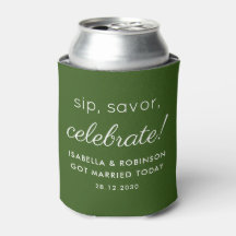 Mariage Favor Sip Savor Célébrer Green Funny