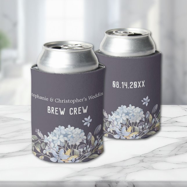 Rafraîchisseur Pour Canette Mariage floral bleu Dusty (Créateur téléchargé)