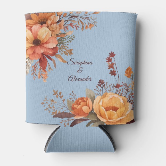 Rafraîchisseur Pour Canette Mariage floral rustique de l'automne (Devant)