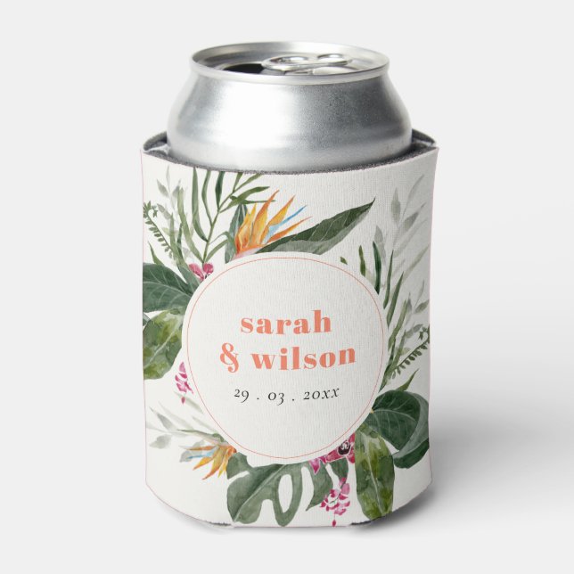 Rafraîchisseur Pour Canette Mariage floral tropical vibrant Peach Blush Boho (Can devant)