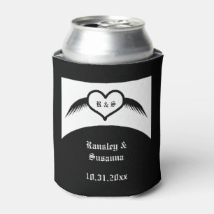 Rafraîchisseur Pour Canette Mariage gothique Aile cœur Monogrammé personnalisé