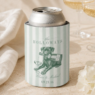Rafraîchisseur Pour Canette Mariage Labrador Retriever Rayure Vert Sauge