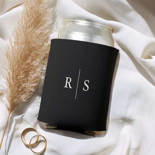 Rafraîchisseur Pour Canette Mariage Monogramme noir & écrin classique (Créateur téléchargé)