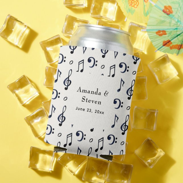Rafraîchisseur Pour Canette Mariage Motif de notes musicales mignonnes (Été in situ)