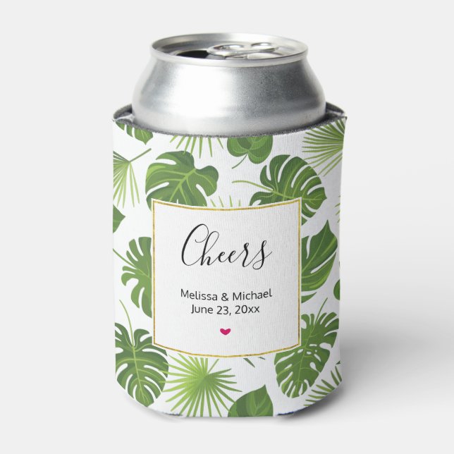 Rafraîchisseur Pour Canette Mariage Motif Feuille élégant Green Tropical (Can devant)