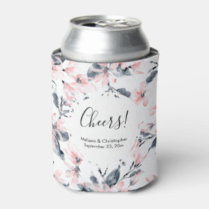 Rafraîchisseur Pour Canette Mariage Motif rose et gris Floral