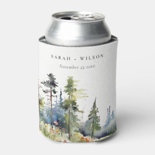 Rafraîchisseur Pour Canette Mariage paysager Chic Watercolor Pine Forest