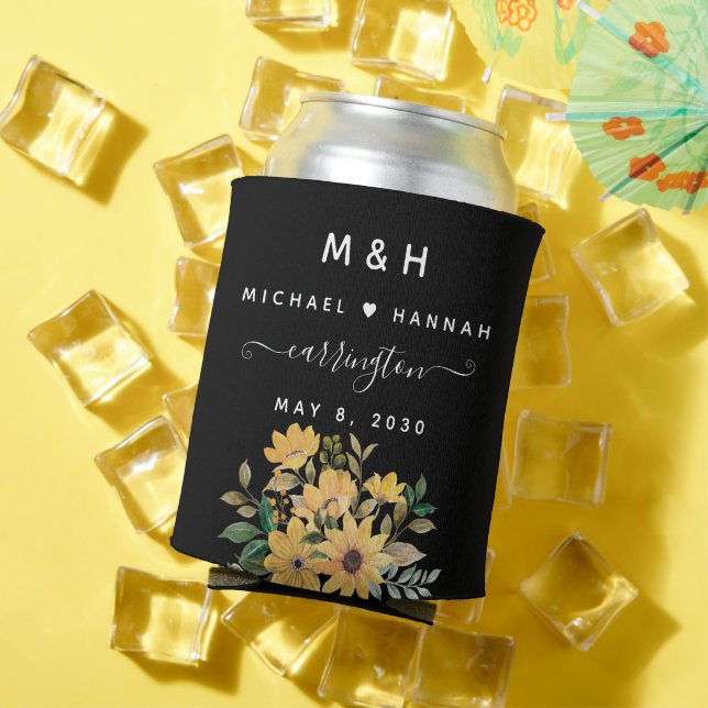 Rafraîchisseur Pour Canette Mariage personnalisé avant et arrière Fleur sauvag (Été in situ)
