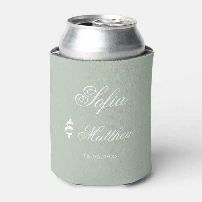 Rafraîchisseur Pour Canette Mariage vert Sage (Can devant)