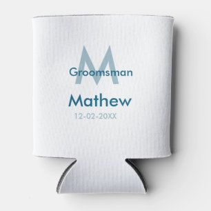 Rafraîchisseur Pour Canette Marine bleu groomsman nom lettre date masculin par