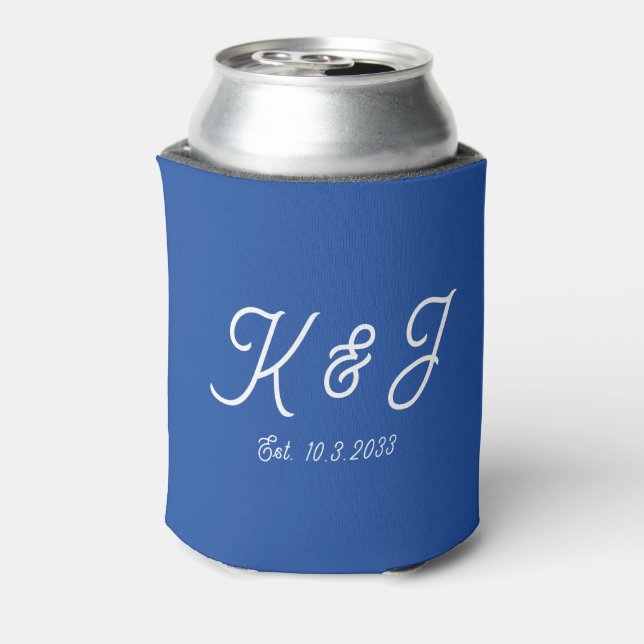 Rafraîchisseur Pour Canette Marseille Bleu Mariage Favor Monogrammed (Can Dos)
